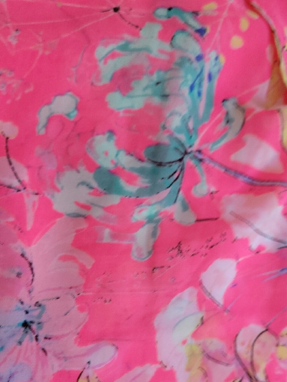 I Heart Ronson Neon Pink Floral Ruffle Blouse - Picture 4 of 6